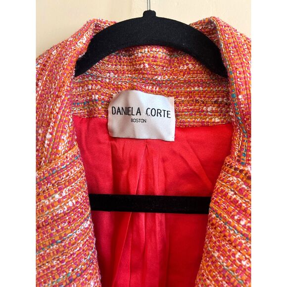 Daniela Corte Tweed Blazer Jacket Orange Pink Blue Yellow Silver Size 38 XS - Picture 4 of 6